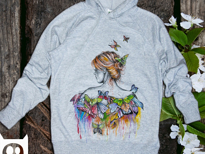 Hand-painted clothing, sweatshirt for a girl apparel art design drawing fantasy fashion hand painted handmade illustration painting picture style sweatshirt wear