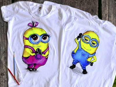 Hand-painted clothing, t-shirt apparel art branding design drawing fashion hand painted handmade illustration minions paint painting style wear