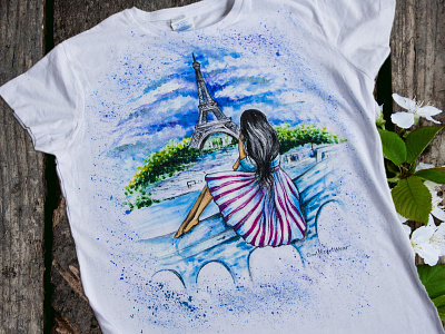 Hand-painted clothing, t-shirt apparel art branding design drawing fantasy fashion girl hand painted handmade illustration paint painting picture style wear woman