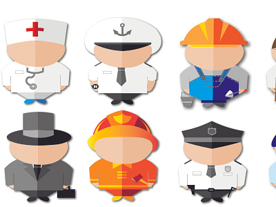 People of different professions. vector graphics, set, part 1 builder businessman design doctor firefighter illustration logo men painting people police profession professional set set design teacher vector