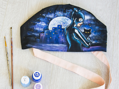 Hand-painted hat for a doctor, catwomen