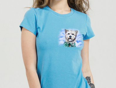 Hand-painted t-shirt with your pet apparel design fashion hand painted handmade illustration paint painting style wear
