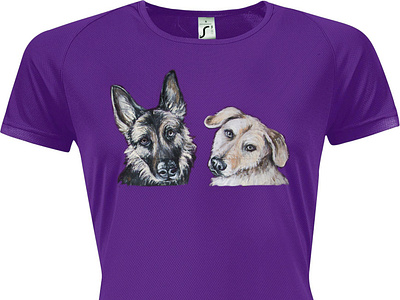 Hand-painted t-shirt with the dogs design drawing fantasy fashion hand painted handmade illustration painting style wear