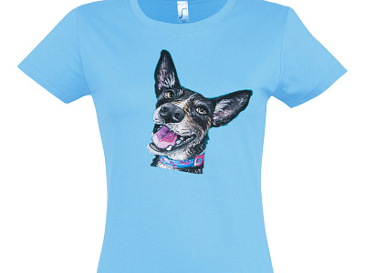 Hand-painted t-shirt with the dog apparel design fashion hand painted handmade illustration paint painting style wear