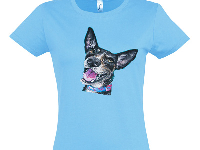 Hand-painted t-shirt with the dog