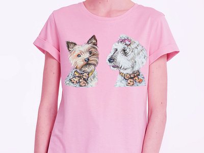 Hand-painted t-shirt with the dogs