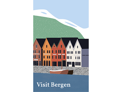 Bergen design flat illustration vector web