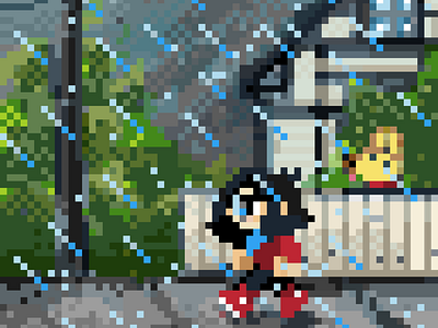 Sudden Rain character pixel pixel art rain