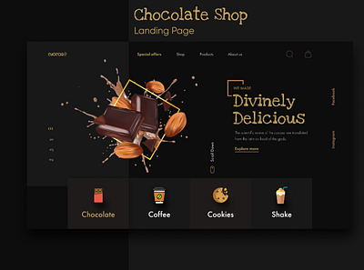 Chocolate Shop Landing Page adobe agency apps design business chocolate shop figma fitness food furniture game health landing page medical photoshop ui user experience user interface ux web design web template
