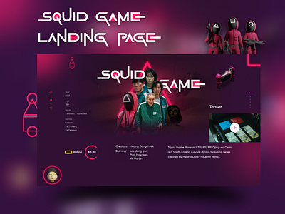 Squid Game Landing Page agency business chocolate shop dribbble figma fitness food furniture game health landing page medical photoshop ui user experience user interface ux web design web template