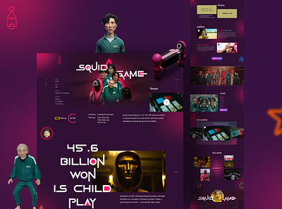 Squid Game Landing Page 3d agency animation branding business business organize design figma graphic design illustration landing page logo motion graphics squid game ui user experience user interface