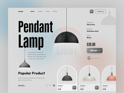 Pendant Lamp Web UI agency business creative creative design dashboard design figma hero section illustration lamp landing page mobile ui pandant lamp ui user experience user interface web header web ui website