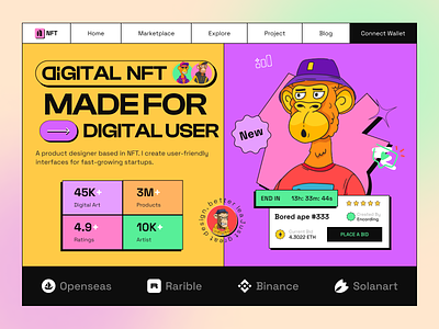 NFT Landing page agency business creative creative website cryptocurrency design figma hire me illustration landing page nft nft website ui user experience user interface website