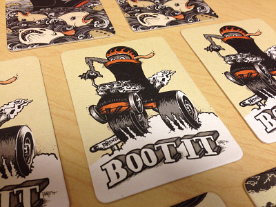Welly Coaster boot ed roth engine hotrod illustration lettering ratfink