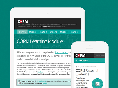 COPM Learning Module ux website wordpress