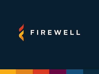 Firewell Colour - Blue branding fire flame icon logo