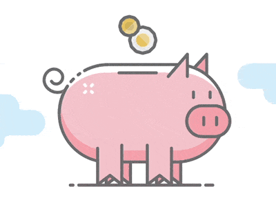 Piggy Bank animation clouds illustration money motion pig