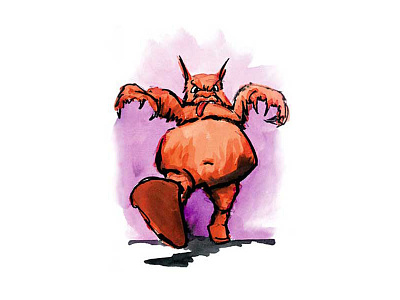 Monster furry illustration ink monster orange pen watercolour