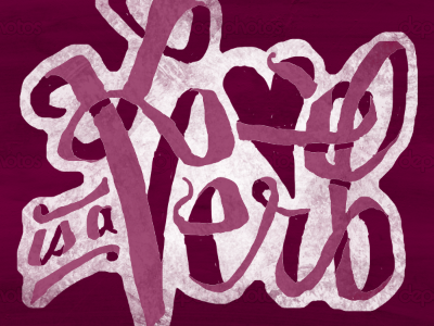 Love is a Verb heart lettering screenprint typography valentines