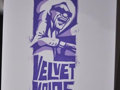 Velvet Voice Records lettering linocut print ray charles