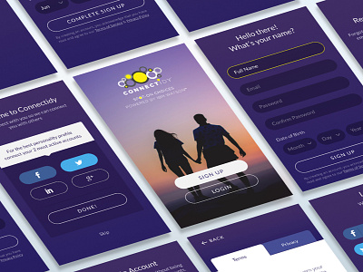 Connectidy Dating App design form interface login profile signup ui user ux