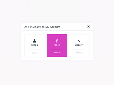Assign to Account Modal account assign card facebook modal pages users wallet