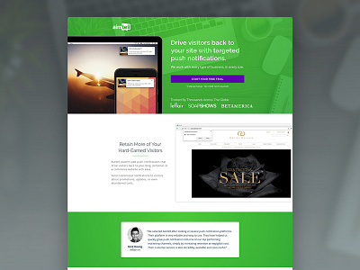 Aimtell Landing Page cro cta klientboost landing page web design