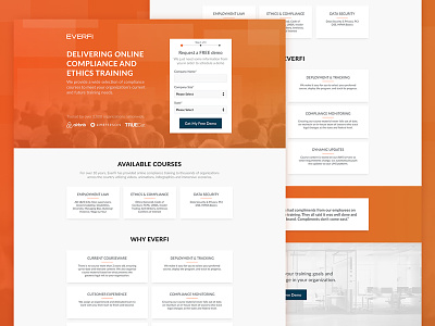 EverFi Corporate Compliance Training card form gradient landing page layout ui ux website