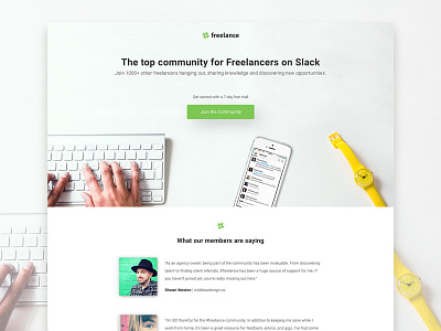 Digital Freelancer Slack Channel cro cta landing page sign up slack ux web