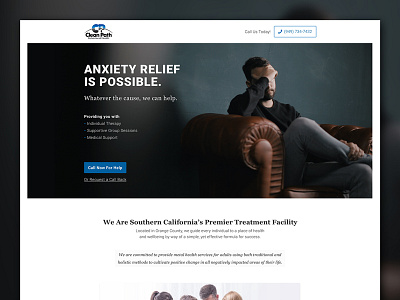 Anxiety Treatment Landing Page call cro cta inbound landing page marketing page recovery rehab web design