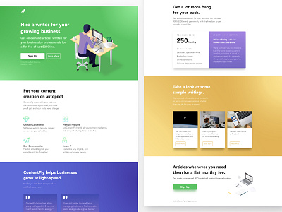 ContentFly Landing Page avenir cro font gradient landing page sign up startup website