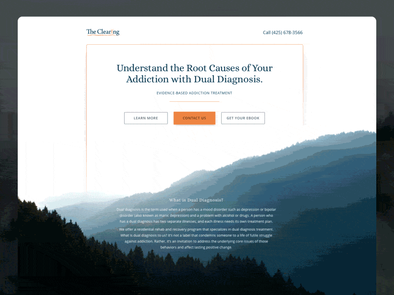The Clearing - V2 agency animation cro landing page parallax pnw prototype rehab center test web design