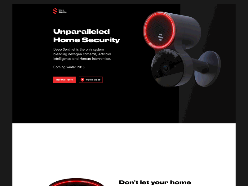 Deep Sentinel Reservation Page agency animation camera cro ecommerce home security landing page product prototype reserve start up ui web design website
