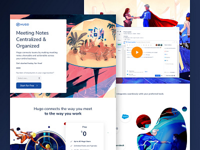Hugo - Meeting Collaboration Made Easier agency cro design landing page leadgen saas startup unbounce web design webdesign