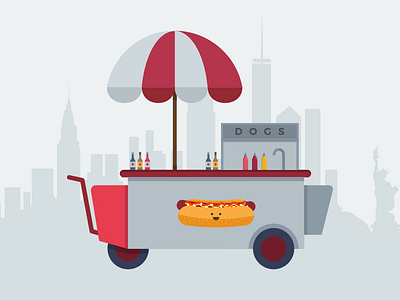 Hotdog Stand flat hotdog illustration new stand york