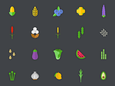 Crops agriculture crop fruit icon icons illustration plant seed set vegetable