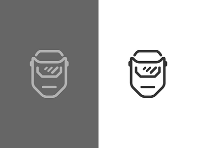 same shape symbols (weld.ai) identity iron mask minimal robot symbol welding