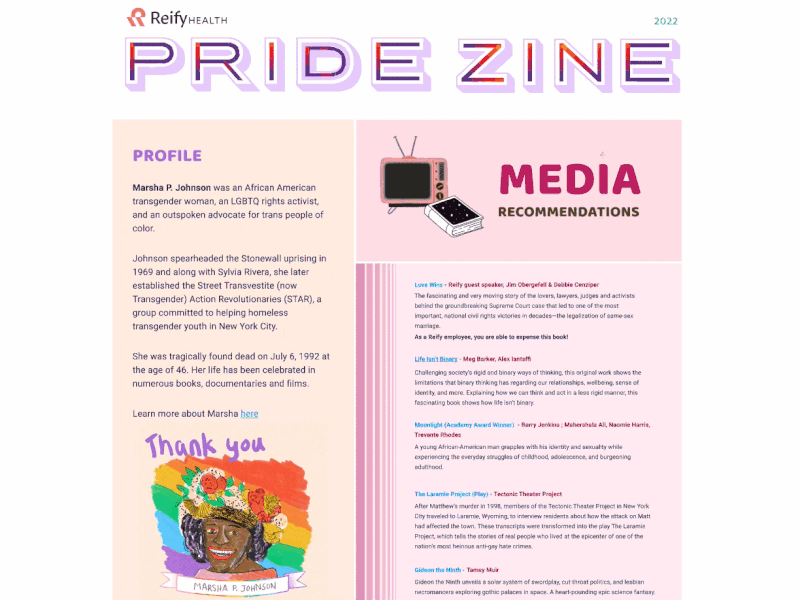 Reify 2022 Pride Zine graphic design