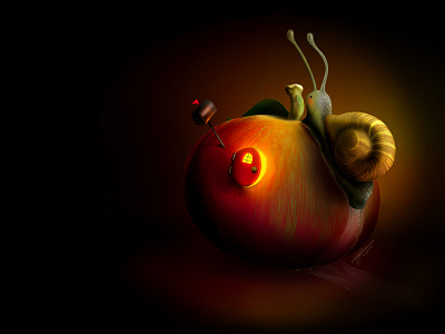 "Fun at Apple" - Adam Parsons art adamparsonsart apple apple headquarters digital art digital artist digital illustration house illustration ipad pro procreate procreate app snail