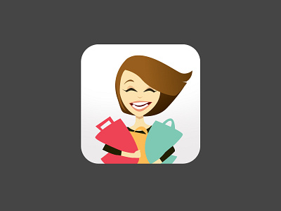 App Icon Concept app apple flat design girl happy icon ipad iphone shopping shopping bags woman