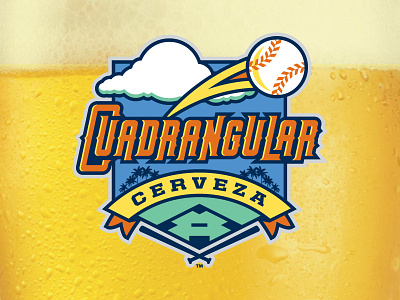 Cuadrangular Cerveza - LilyJack Brewing Co. baseball beer label custom typography font lettering logo ribbon sports