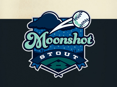 Moonshot Stout - LilyJack Brewing Co (2013) baseball beer label kurt hunzeker logo moon ribbon sparts marketing stars