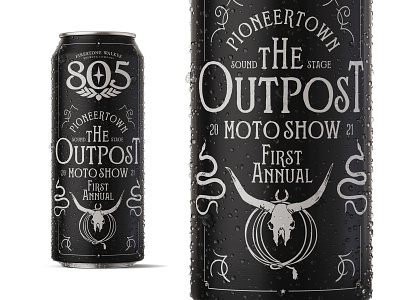 805 Special Edition "The Outpost Moto Show" beer branding design graphicdesign illustration print printdesign product design type typography