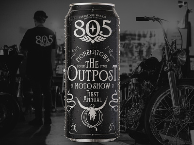 805 Special Edition "The Outpost Moto Show" beer branding design graphicdesign print printdesign product design type typography