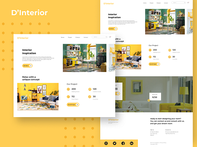 Landing Page D'Interior branding design flat minimal typography ui ux web