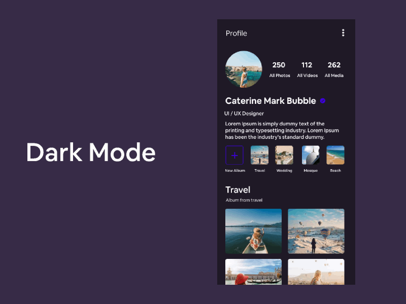 User Profile Dark Light Mode