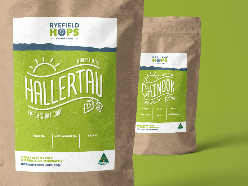 Ryefield Hops packaging design logo identity graphic design branding