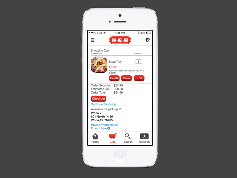 Heb iOS shopping cart by Sean Fallon on Dribbble