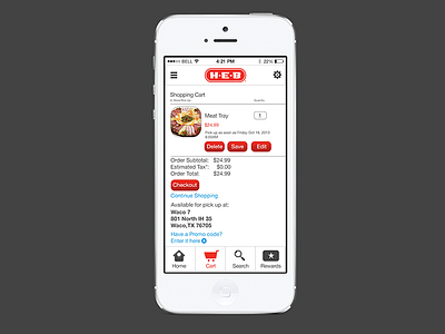 Heb iOS shopping cart heb mobile design mobile ui store design ui design