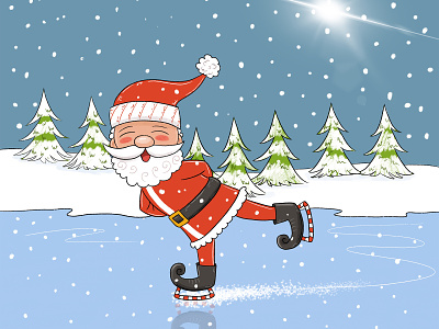 Santa Skating cartoon cartoon character character design childrensbooks christmas ice ice skating santa skating